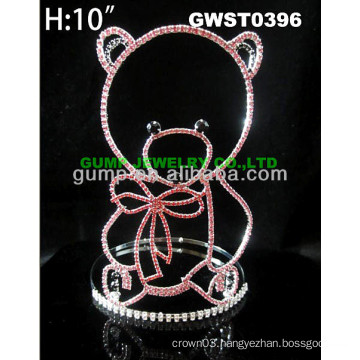 cheap rhinestone bear tiara crown -GWST0396